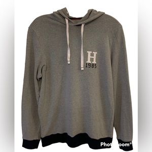 Tommy Hilfiger Classic Logo Gray Hooded  Lightweight Sweatshirt Size Sm